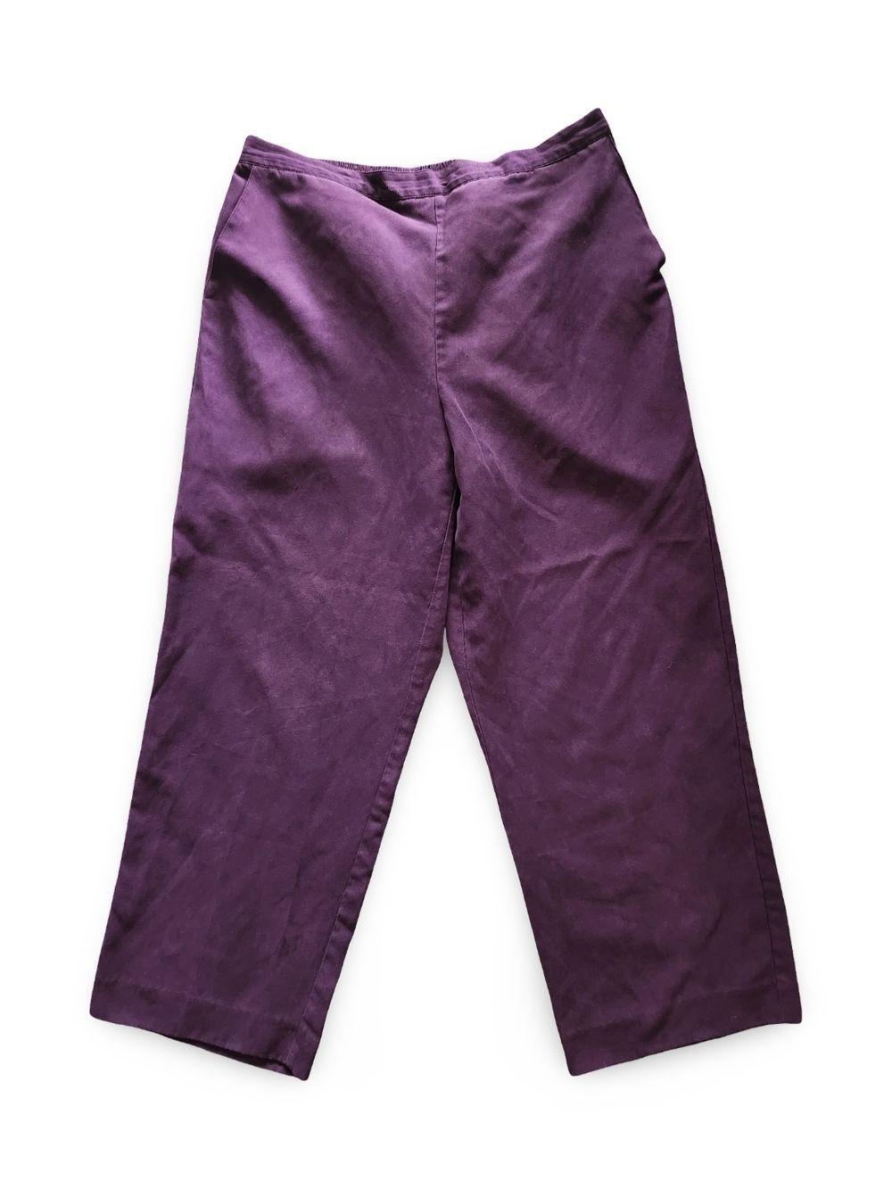 Alfred Dunner Plum Wide-Leg Cotton Blend Trousers